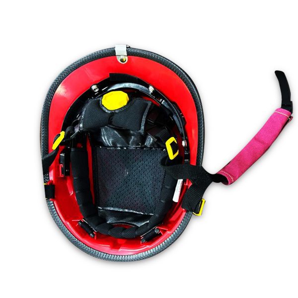 Capacete de bombeiro termoplástico VM com resistência a impactos e chamas, ideal para proteção em combate a incêndios