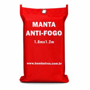 Manta Anti Chama 1,20 x 1,80 m em fibra de vidro com estojo vermelho.