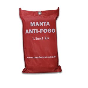 Cobertor Anti Chama 1,20 x 1,80 m em fibra de vidro com estojo vermelho.