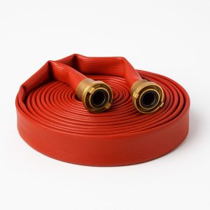 Mangueira Tipo 4 para incêndio em poliéster e borracha, bitolas 1½ e 2½, com engates de latão.