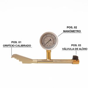 Medidor de Vazão Tubo Pitot com manômetro duplo, fabricado em latão cromado e estojo de madeira.