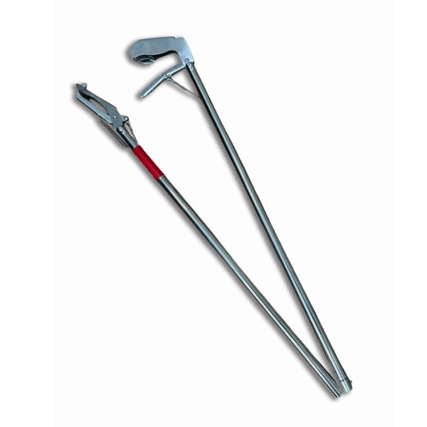 Pinção para captura de répteis em aço inox com 1,5 metro de comprimento.