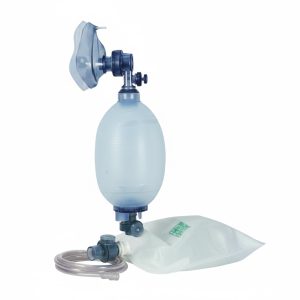 Reanimador Manual de Silicone Adulto com reservatório para ventilação artificial em emergências.