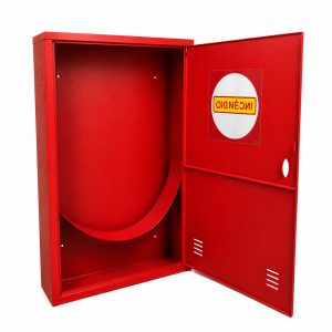 abrigo mangueira aço 90x60x17 sobrepor com visor e cesto 1/2 lua