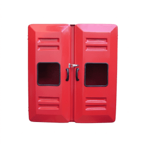 abrigo mangueira fibra 90x80x30 porta dupla com visor incêndio