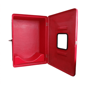 abrigo mangueira fibra 75x45x18 com porta aberta e visor