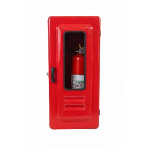 Abrigo de extintor fibra 82x35x25 vermelho com visor em PRFV