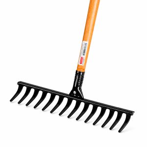 Ancinho 14 Dentes com Cabo de Madeira para jardinagem, preparo do solo e manutenção de áreas verdes