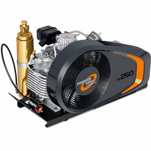 Compressor Bauer Poseidon PE 200 E para enchimento de cilindros de ar respirável com filtro Triplex