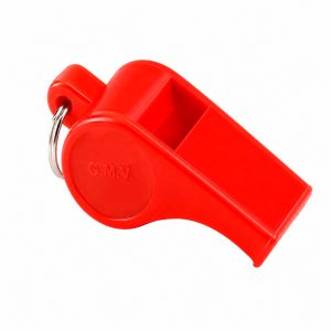 Apito Profissional ABS vermelho com argola metálica e potência sonora de 115 dB para brigada de incêndio e segurança