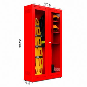 Armário EPI Brigada 2 Portas 202x120x40 cm para armazenamento de equipamentos de emergência