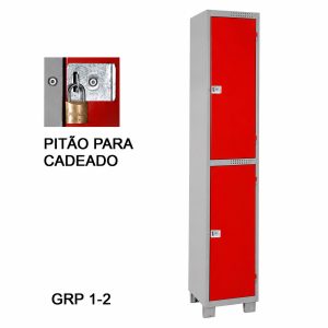 Armário Roupeiro para Equipamentos 02 Portas em aço com portas vermelhas