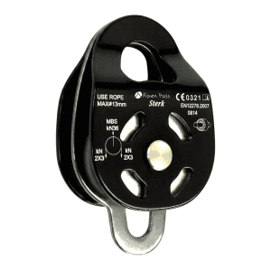 Polia dupla lateral rolamentada 13 mm 36 kN com roldanas de alumínio